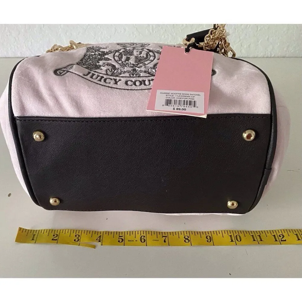 Juicy Couture Classic Scottie Dogs Satchel Crossbody Chiffon Pink With Card Case